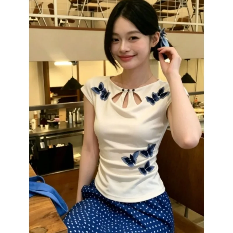 

Women Clothes Summer Fashion Casual Hollow Out Solid Color O-neck Short Sleeve Female All-match Chinese Style Indie Folk Cardiga