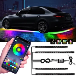 Car Flexible Underglow Strip Light LED Underbody Remote APP Control RGB Neon Lights Auto Decoration Ambient Atmosphere Lamp
