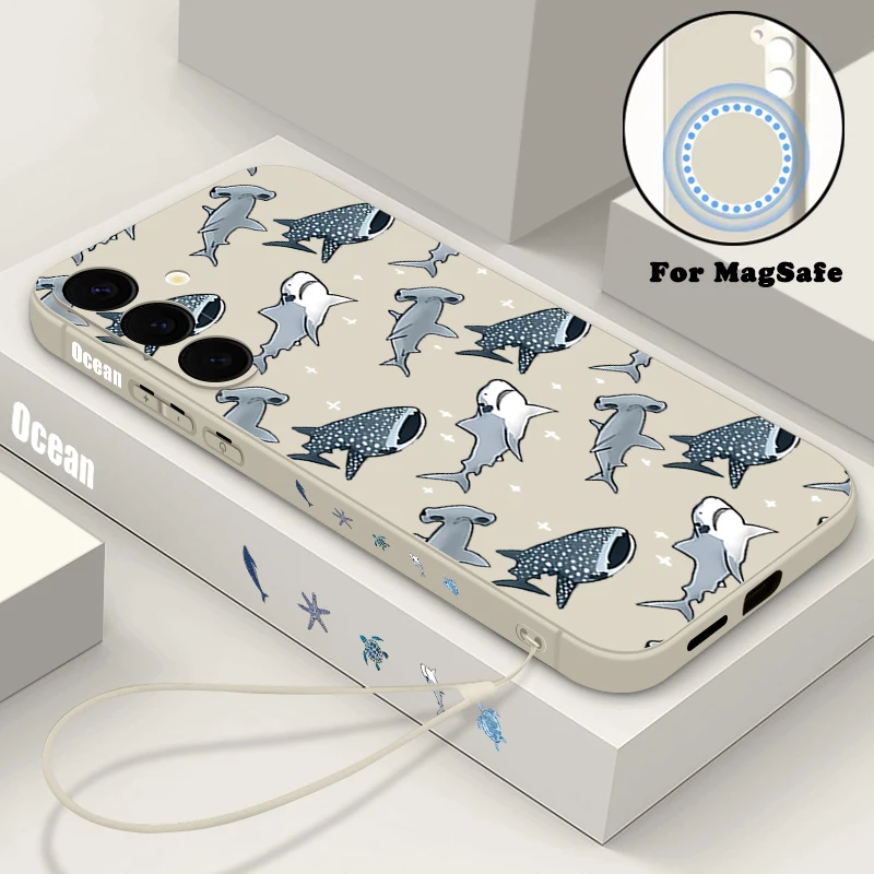 Shark Dolphin Handyhülle für Samsung Galaxy S24 FE S25 S24 S23 S22 Ultra S21 Plus für Magsafe Wireless Charge magnetische TPU-Abdeckung