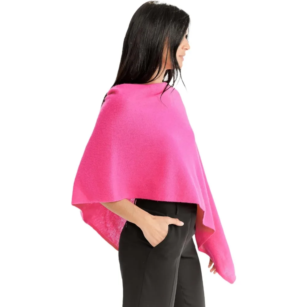 100% Cashmere Draped Poncho Dress Topper - Luxurious Cashmere Wrap for Women