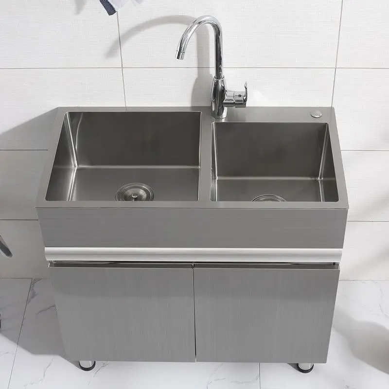 Stainless steel washing wardrobe combination with washboard balcony washing dishes basin basin washing basin integrated laundry