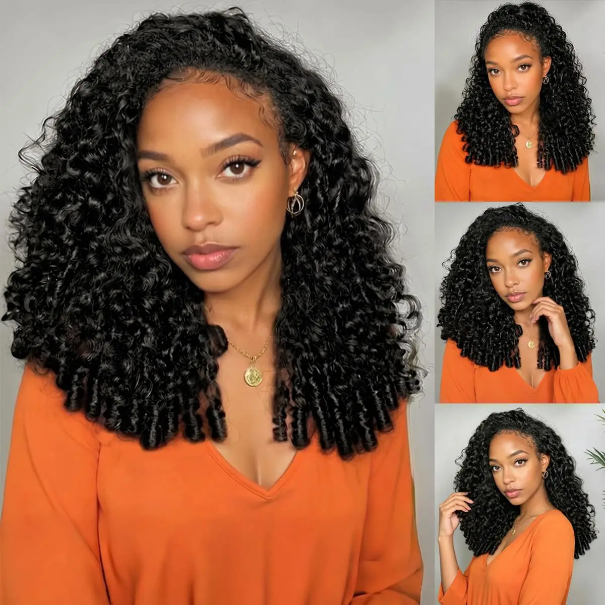Burmese Curly 3 IN 1 Half Wigs Human Hair 250 Density Wig Vietnamese Human Hair Glueless Wig Drawstring Burmese Curly Hair Wig