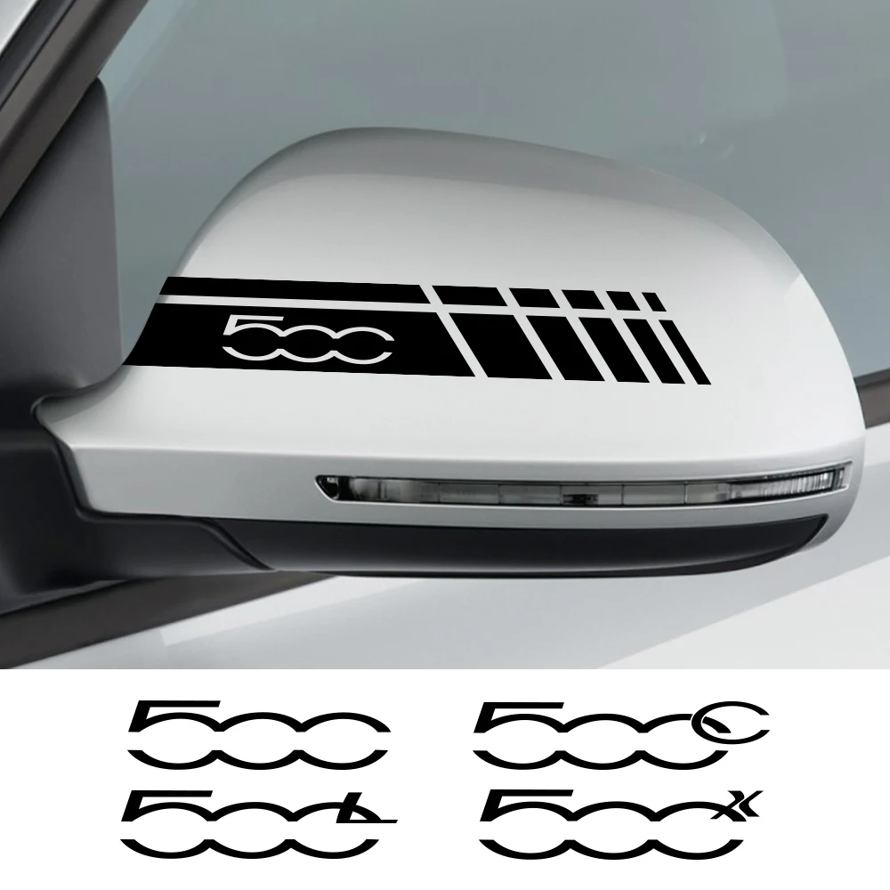 Car Rearview Mirror Sticker For Fiat 500 500C 2012 500X 500L Abarth 695 Stripes Decor Decal Vinyl Cover Auto Tuning Accessories