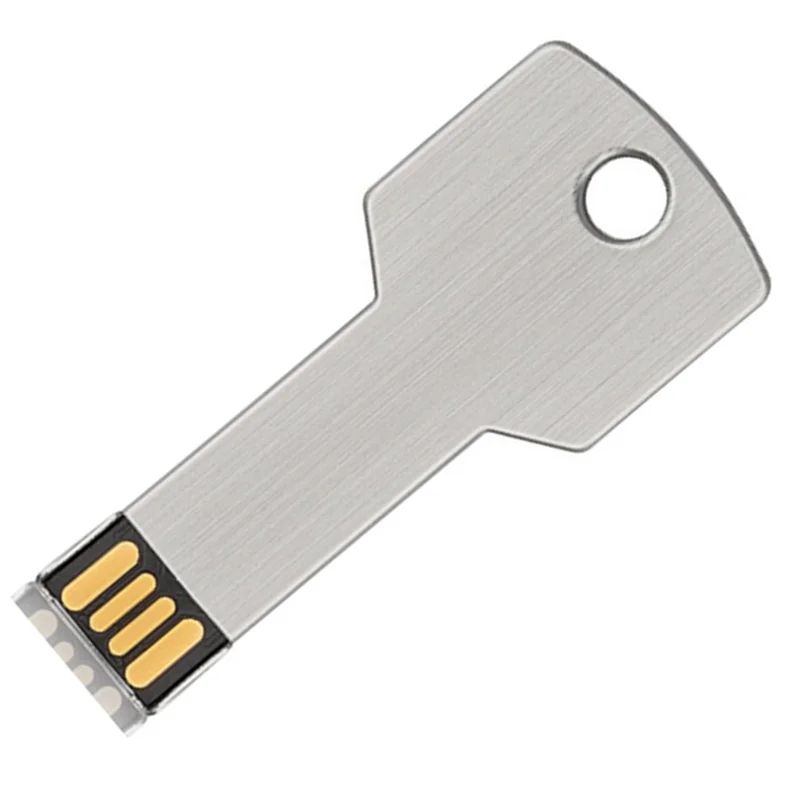 ABKQ-محرك فلاش USB معدني متين، على شكل مفتاح، فضي 32 جيجابايت - جهاز تخزين عالي السعة الحقيقية