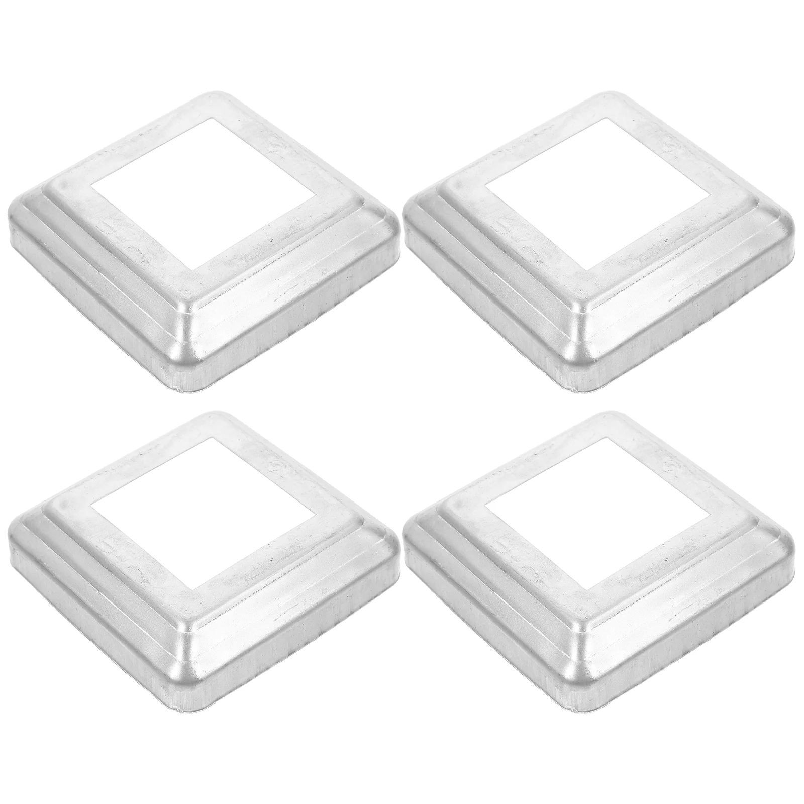 4 Uds cubierta de pie de barandilla tapas de poste de cerca decorativas falda de reemplazo plateada de acero Zinc