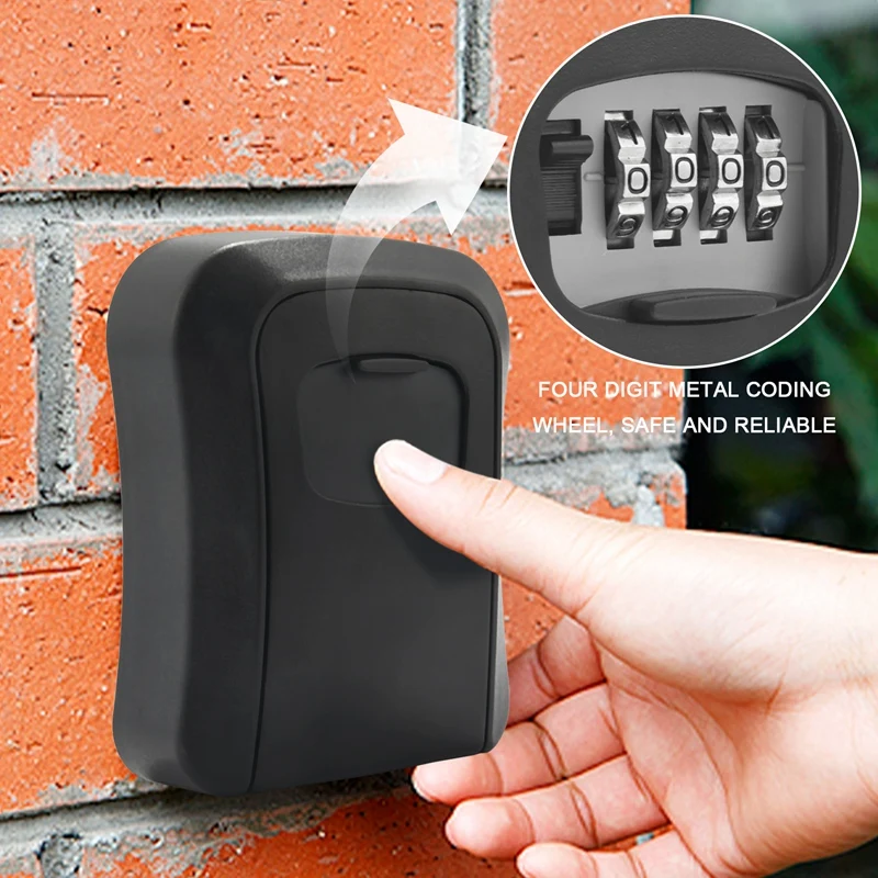 N15R-Password Key Lock Box Wall Mounted Zinc Alloy Key Box Weatherproof 4 Digit Combination Key Storage Lock Box