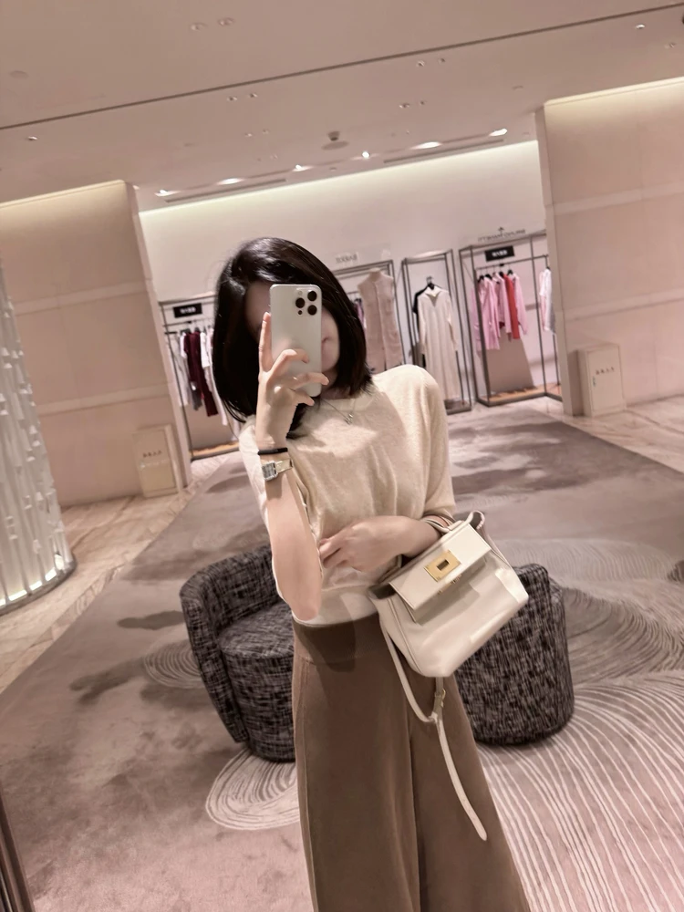 

Zearzz Ultra-Thin Soft Knitted Summer Top Women's Crew Neck Pullover Shirt Commute Style Loose Fit Long Sleeve Color
