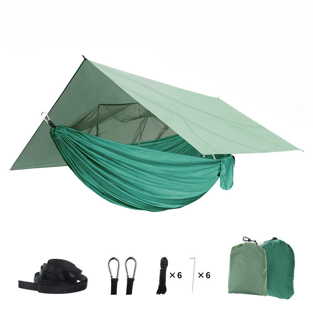 Outdoor Hanging Swing Camping Hammock With Mosquito Net and Sun Shade Rain Fly Tarp Setpromote sales