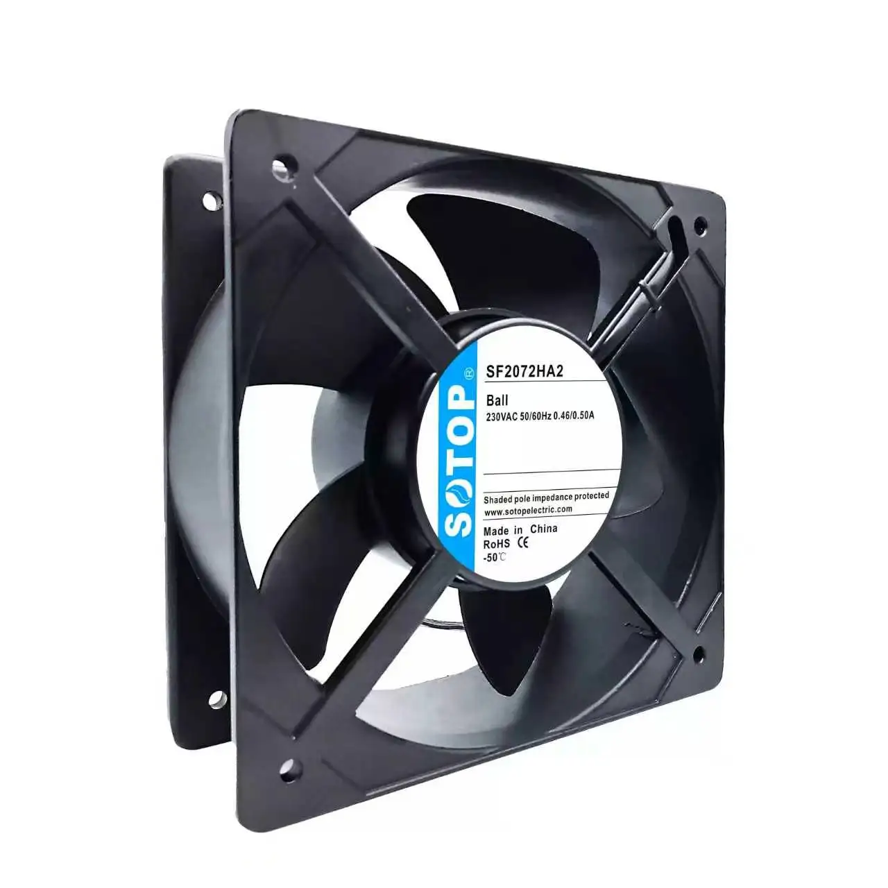 For SOTOP SF2072HA2 AC 230V 0.50A 20572 205x205x72mm 2-Wire Dual Ball Bearing Metal Welder Server Inverter Chassis Cooling Fans