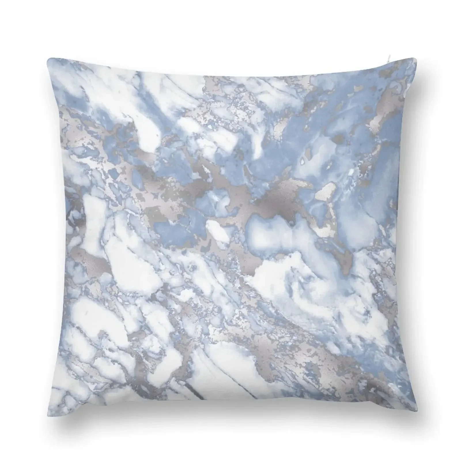 Pale Blue and Silver White Marble Effect pattern Throw Pillow Throw Pillow Covers Pillow Case Christmas