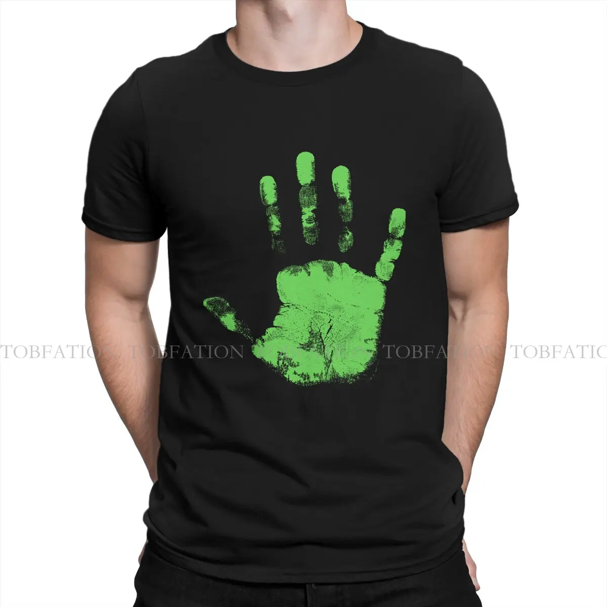 Fingerprints O Neck TShirt Phasmophobia Game Pure Cotton Original T Shirt Men Clothes Individuality Hot Sale