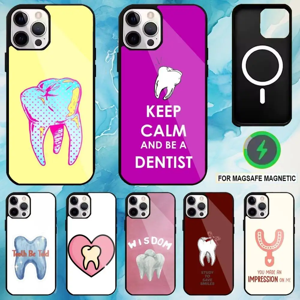 

Tooth Teeth Funny Dentist Phone Case For iPhone17,16,15,14,13,12,11 Plus,Pro Max Magnetic Magsafe Wireless Charging