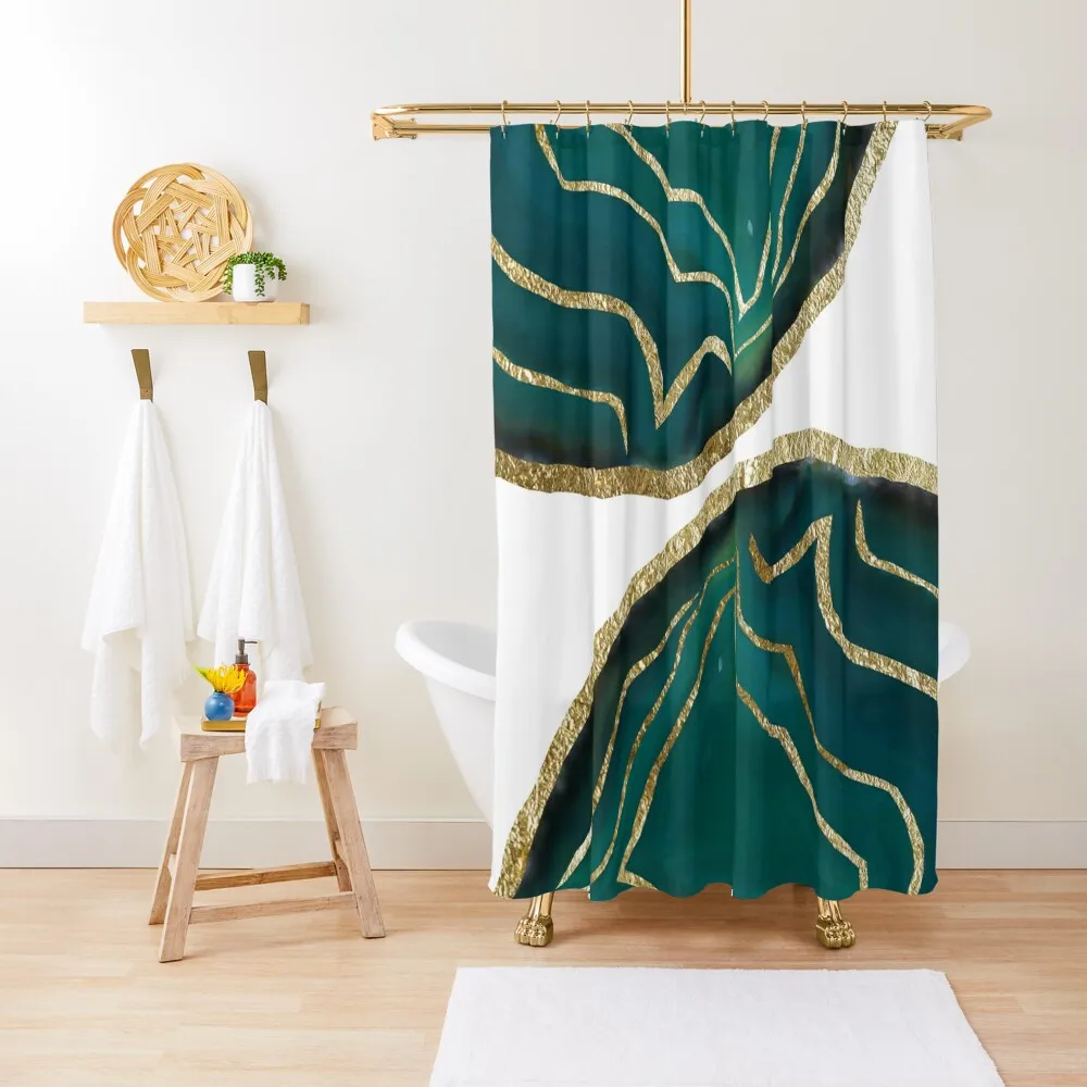 

Green Blue Agate Gold Glam #1 #gem #decor #art Shower Curtain For Bathroom Shower Funny Shower For Bathroom Curtain