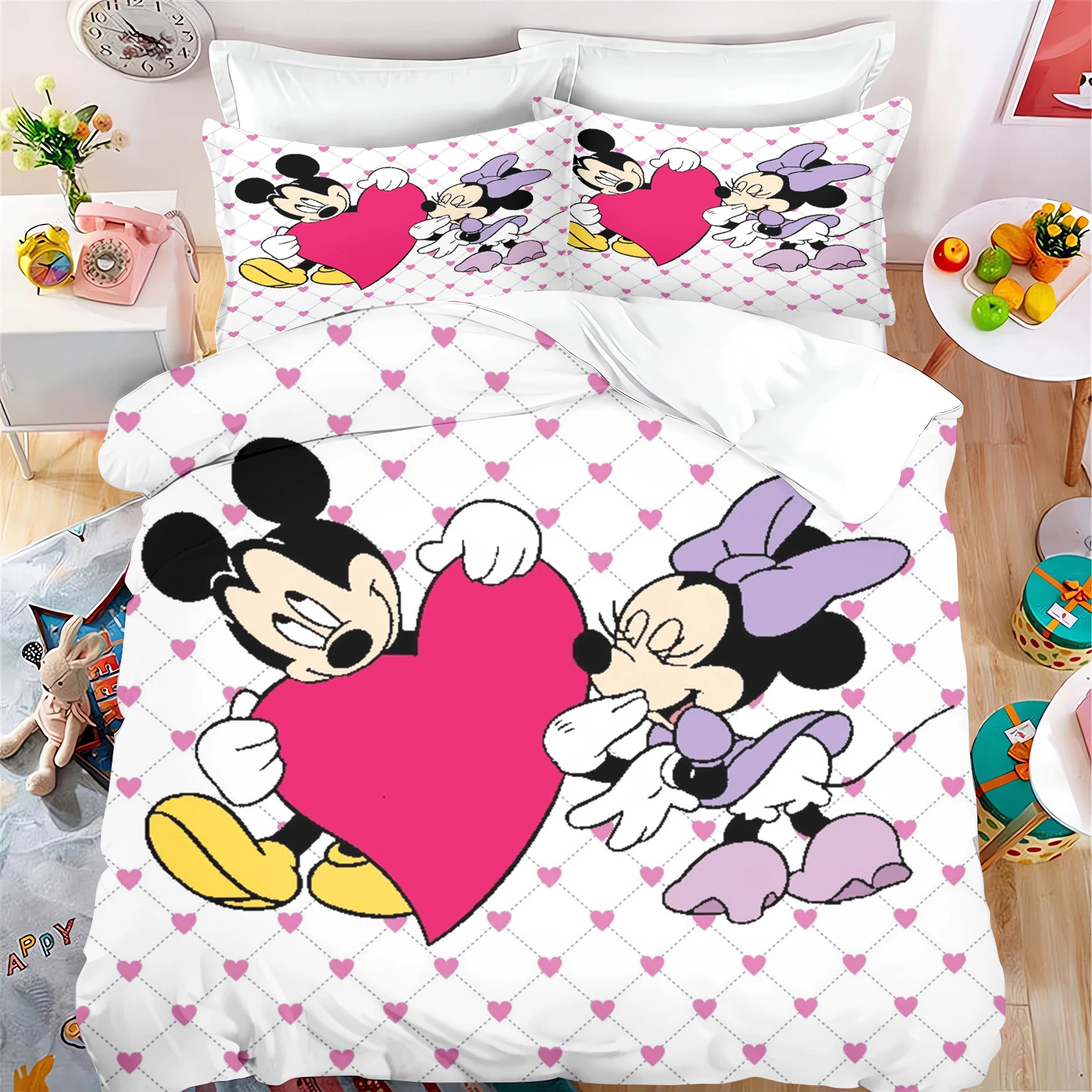 TureMouse-Parure de lit 100% polyester Disney pour enfants, housse de couette, King Size, Twin, 202 lon