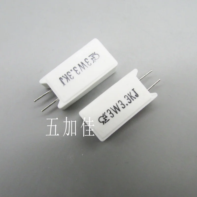 10-100pcs 3W 3.3K SQM 5% Writing Ceramic Resistors Vertical Direct Insertion Cement Resistors