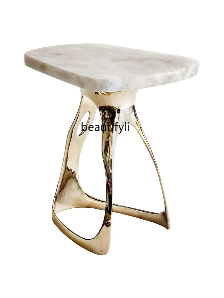 

Nordic Personalized Designer Marble Coffee Table FRP Spray Plating Fashion Living Room Sofa Creative Small Table