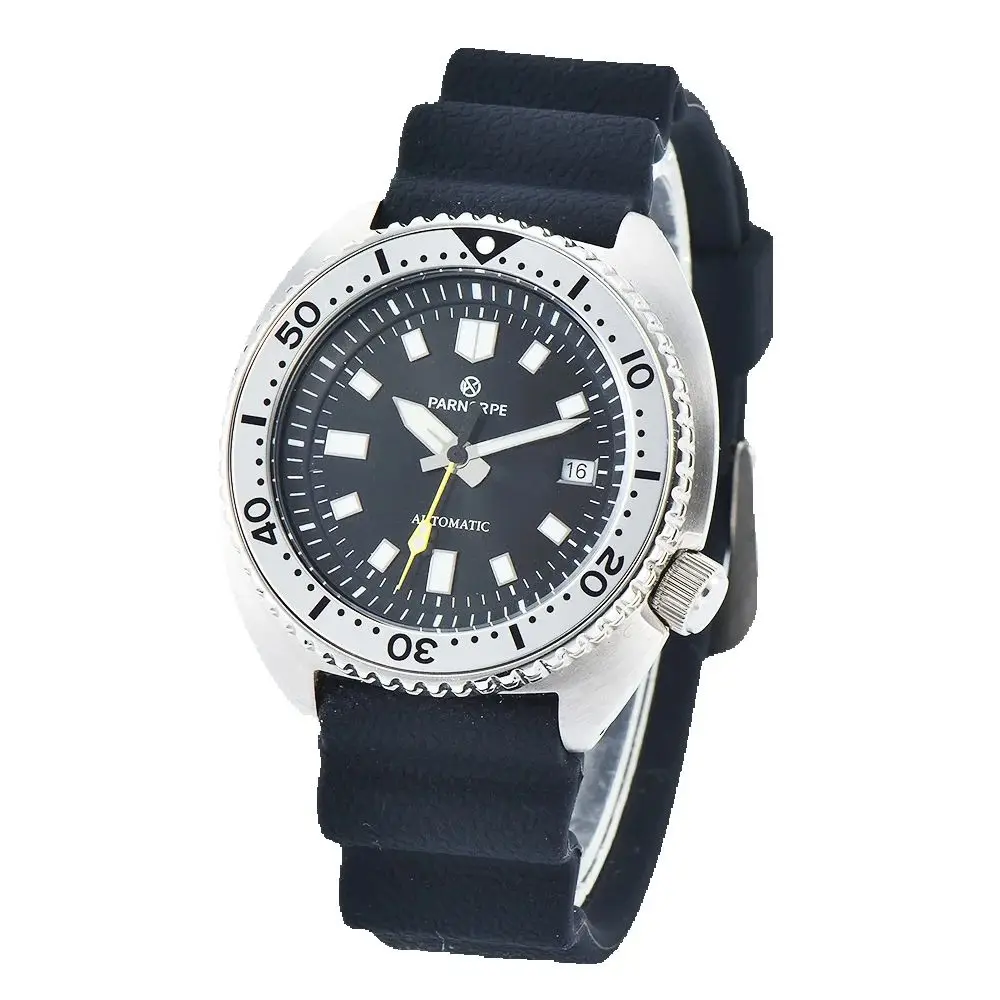 PARNSRPE Turtle Diver Watch for Men – NH35 Automatic Mechanical Movement Luminous Markers, Black NH35 automatic wristwatch