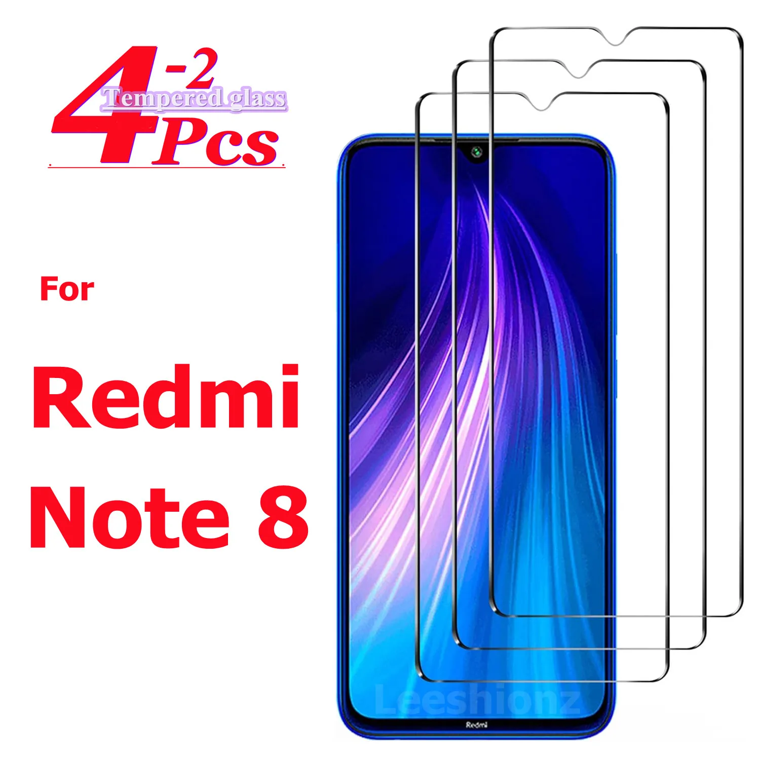 2/4 piece of glass film suitable For Xiaomi Redmi Note 8 tempered glass high-definition anti drop screen protector