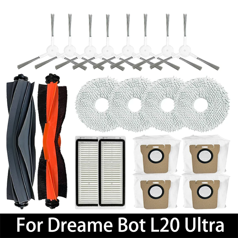 For Dreame L20 Ultra Robot Vacuum Cleaner Accessories Main Side Brush Mop Cloth Hepa Filter Dust Bag Spare Parts