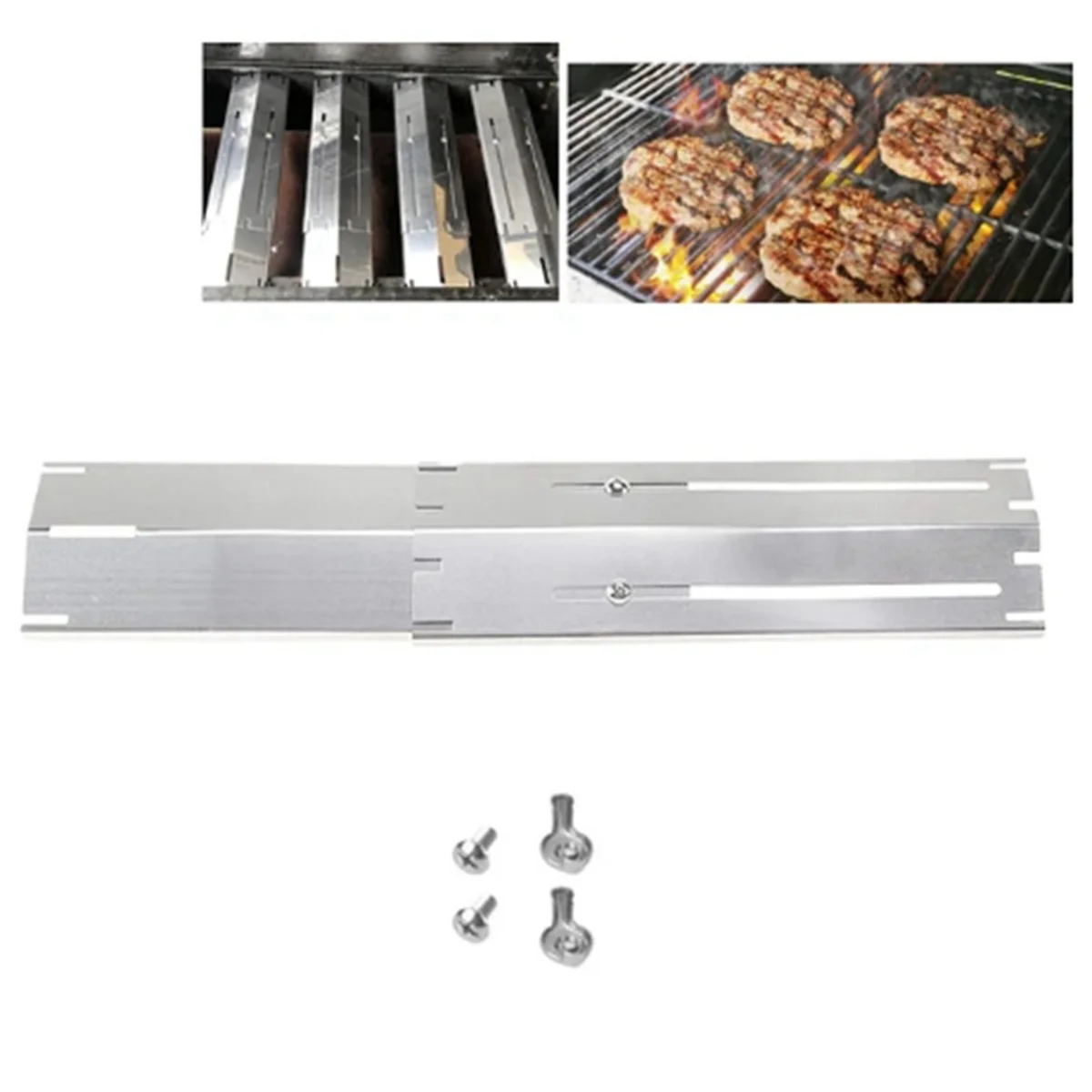 Adjustable Stainless Steel Heat Plate BBQ Gas Grill Replacement Set Outdoor Cooking Accessories Kit for Kitchen 2PCS