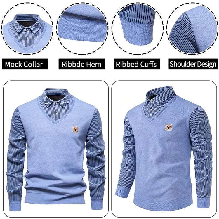 US-Größe Herren Polokragen Pullover Herbst Winter Pullover Gestreifte Freizeithemden Pullover Neu Jersey Strickwaren – Detail 3