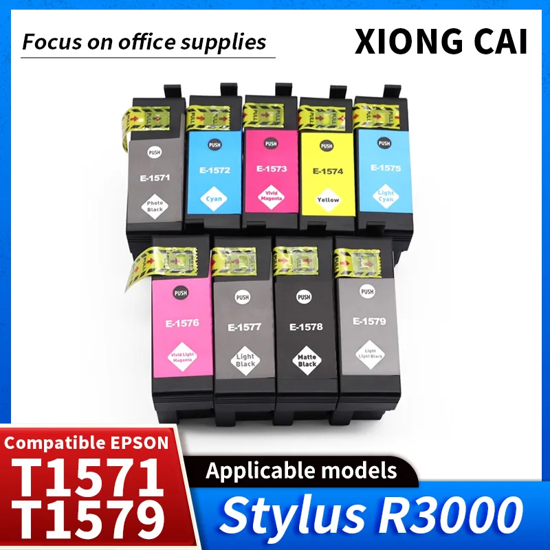 Compatible ink Cartridge for Epson T1571 T1572 T1573 T1574 T1575 T1576 T1577 T1578 T1579 for EPSON STYLUS PHOTO R3000 Printer