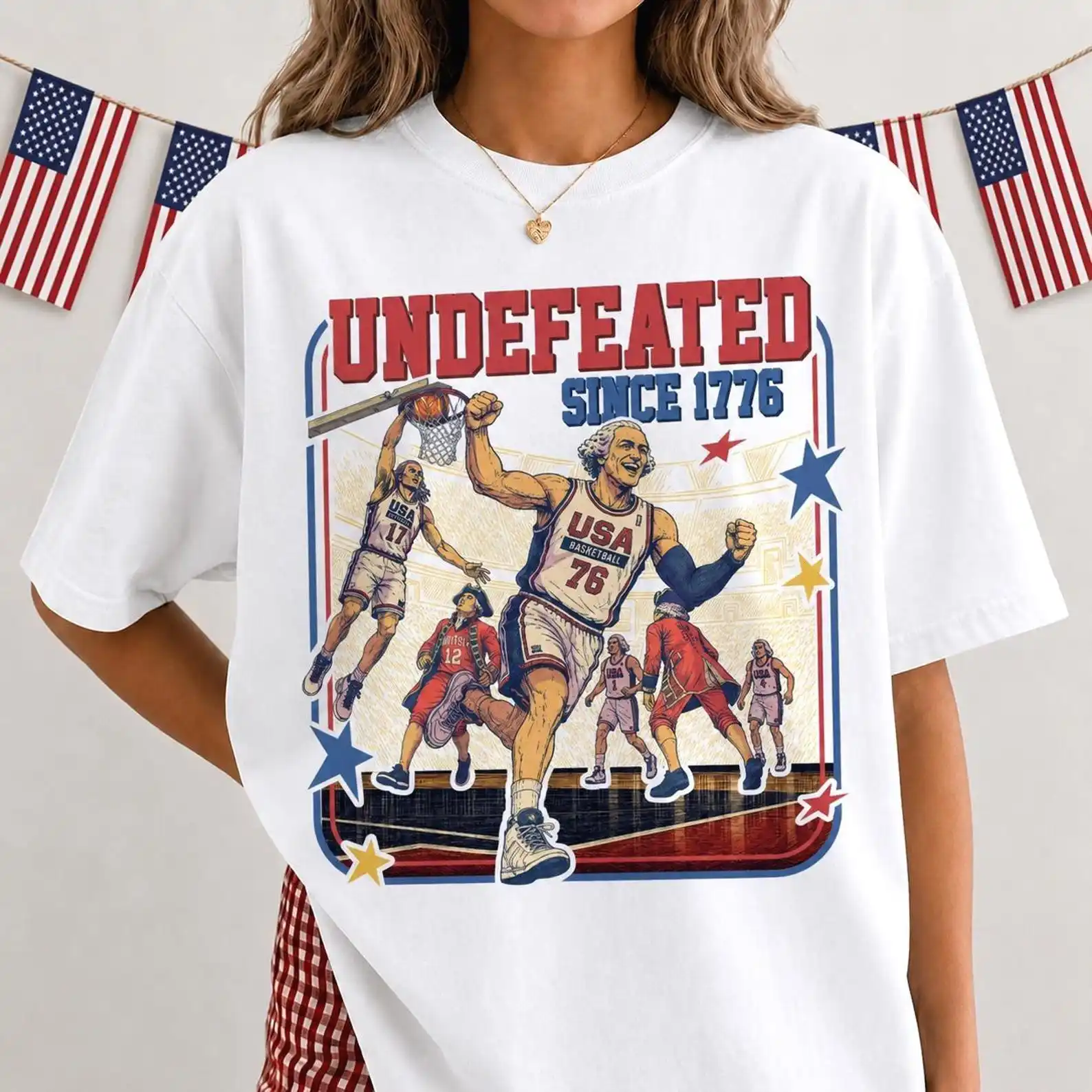 Funny Founding Fathers Basketballcotton Shirt, 250th Anniversary Humor Tee, Undefeated America TShirt