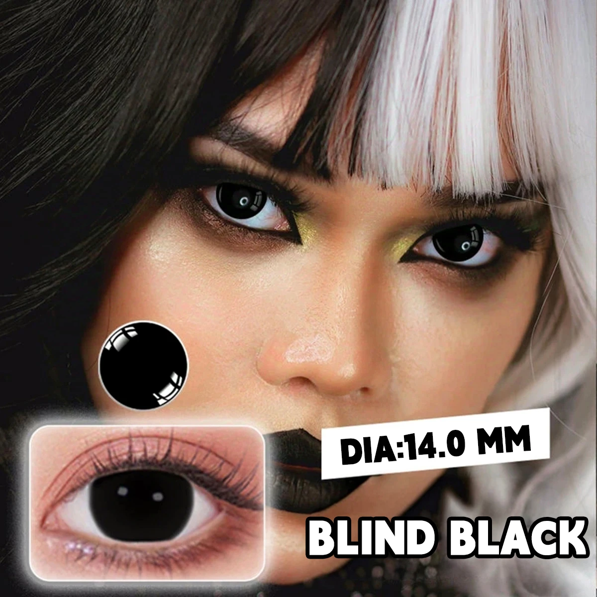 VISUASHOW Block Blind Anime Cosplay Farbige Kontaktlinsen 6 Monate Einweg-Softlinsen für Weihnachts- und Halloween-Party-Make-up – Detail 3