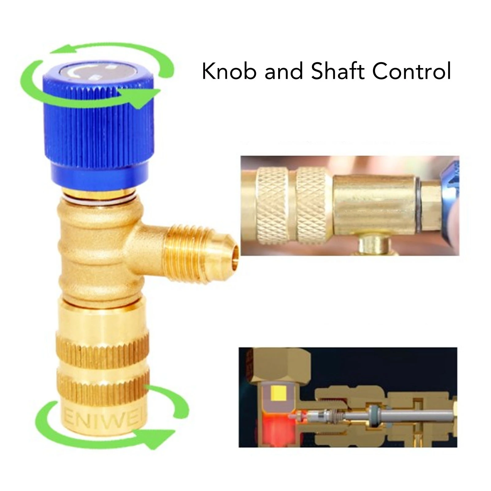 

Refrigerant Charging Valve Brass 1/4in Thread Safety Adapter for R22 R410 R134A R404 Refrigerant Control Valve Refrigerant Valve