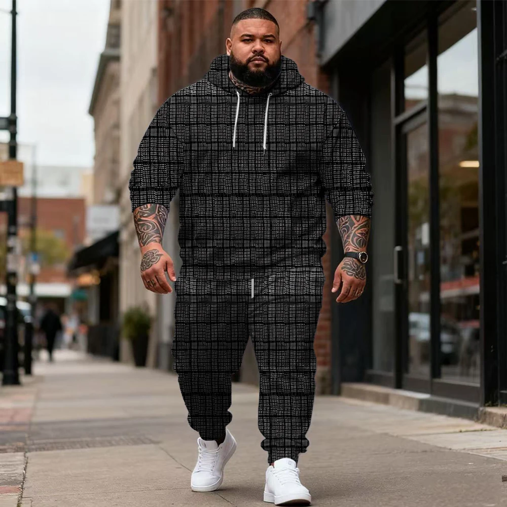 

S-9xl Мужская толстовка больших размеров из 2 предметов в клетку — мягкая ткань, теплая, вневременной клетчатый дизайн