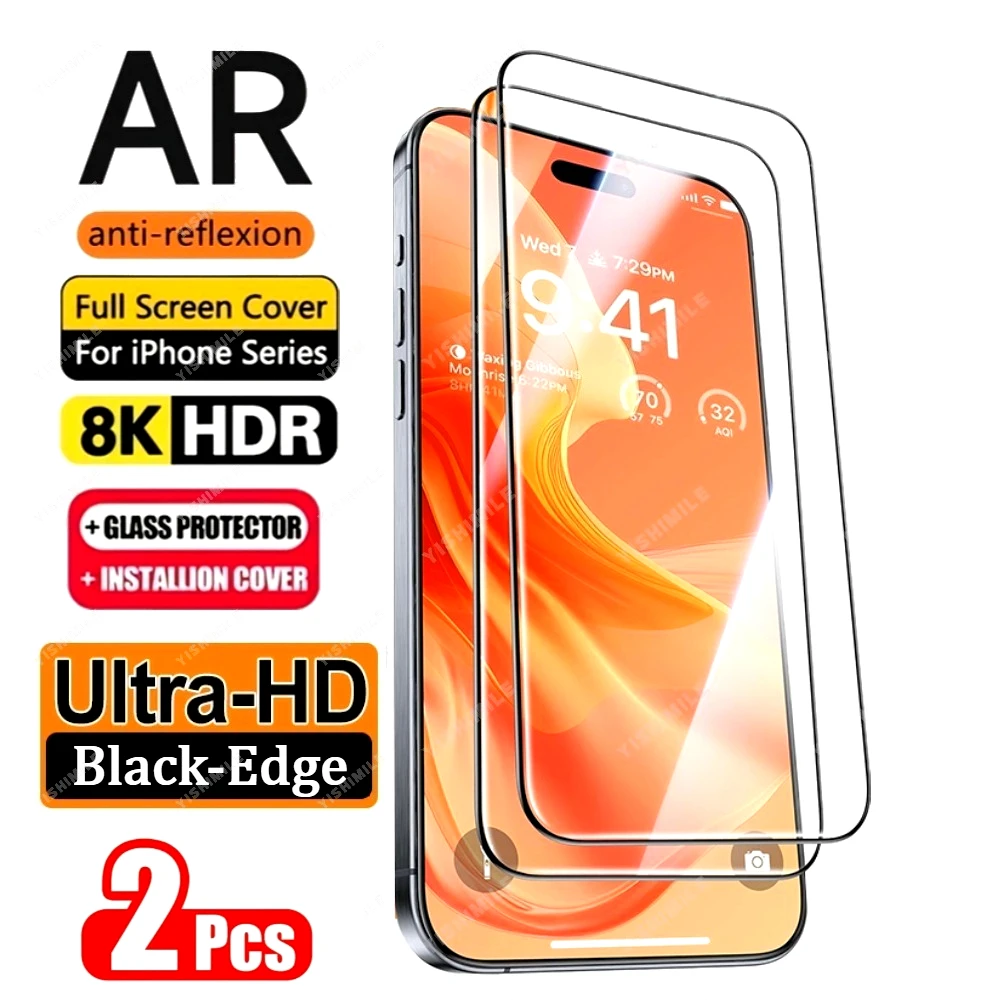 

2Pcs High Definition Tempered Glass for iPhone 17 16 15 14 13 Pro Air 16 15 14 Plus 12 11 Pro Mini Anti-Scratch Screen Protector