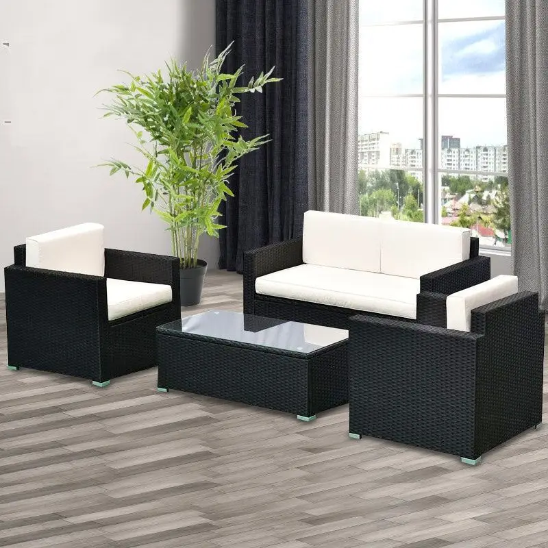 Sofa Set Outdoor Sofa Courtyard Balcony Leisure Storage Rattan Sofa Combination Bed And Breakfast Waterproof Outdoor Furniture