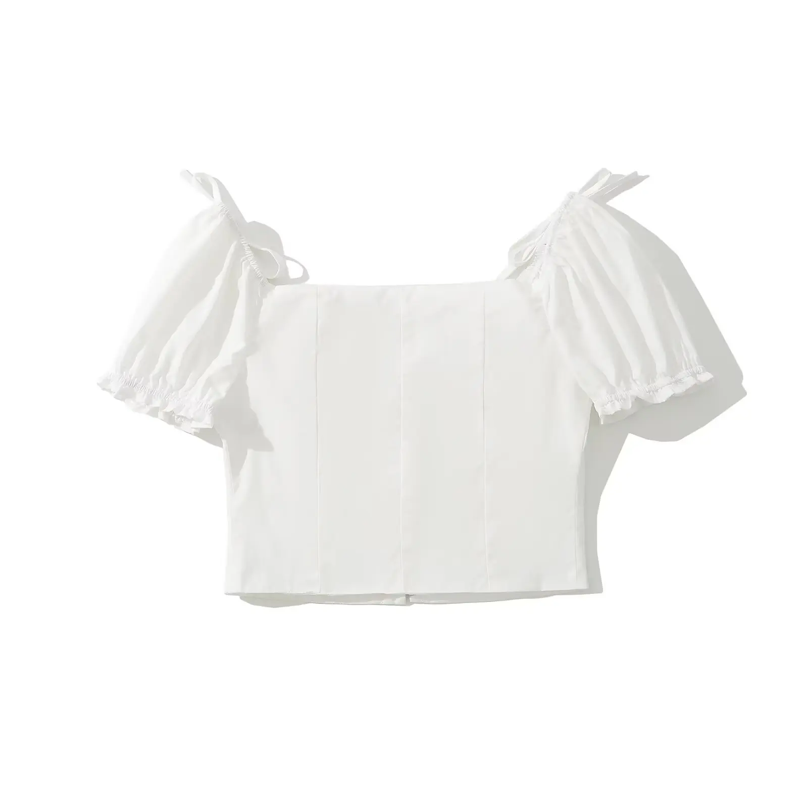 Slim Fit  Skirt with Waist Cinching Top for Women Polyester Fabric Short Sleeve Zipper Closure Square Neck Design