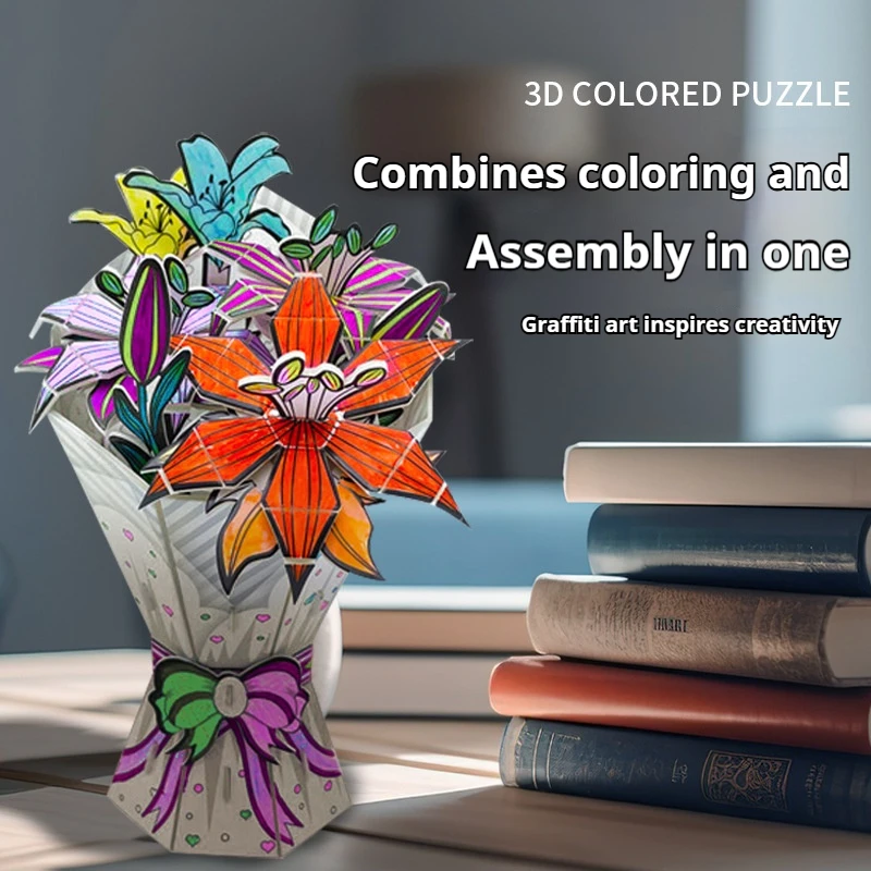 

DIY bouquet craft kit, 3D puzzle bouquet, paper can be freely colored, Thanksgiving, Mother's Day DIY Handmade bouquet gifts