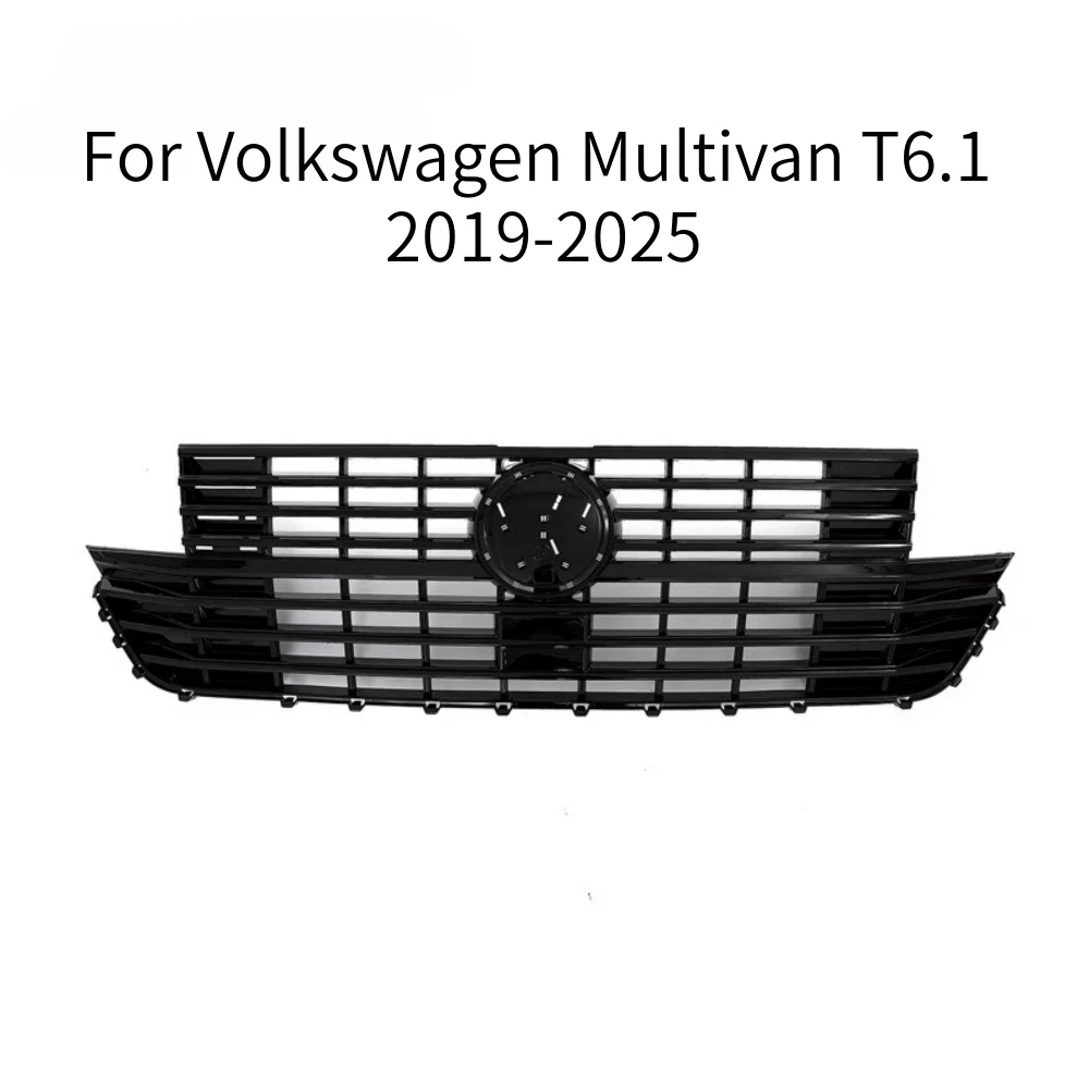 

For Volkswagen Multivan T6.1 Multivan T6.1 2019-up Glossy Black Front Grille All Black Center Mesh Modified