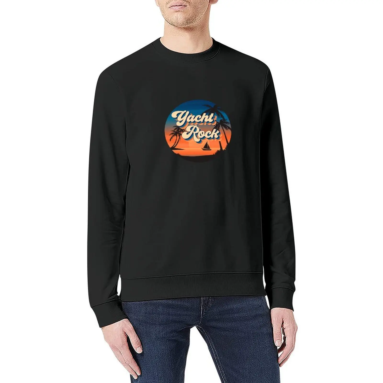 เสื้อแจ็คเก็ตทรงพูลโอเวอร์ลายกราฟิก Yacht Rock Circle สำหรับผู้ชาย เสื้อยืดผู้ชาย เสื้อผ้าสไตล์เกาหลี เสื้อผ้าฤดูใบไม้ร่วงสไตล์เกาหลี เสื้อสเวตเชิ้ต