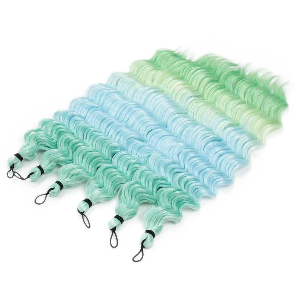 

6Pcs 20 Inch Deep Wave Afro Curl Synthetic Crochet Hair Synthetic Braid Hair Ombre Rainbow color Braiding Hair Extensions
