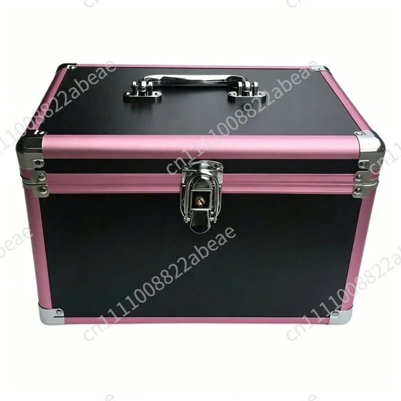 Large steel-reinforced cosmetic case with aluminum alloy frame,double-layer portable toolbox for foot bath tools