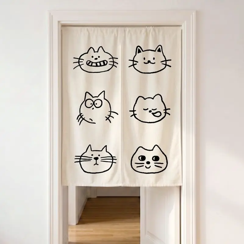 Simple Cat Dog Half Door Curtain, Cute Split Partition Curtain, No Punching Hanging Curtain, Door Curtain
