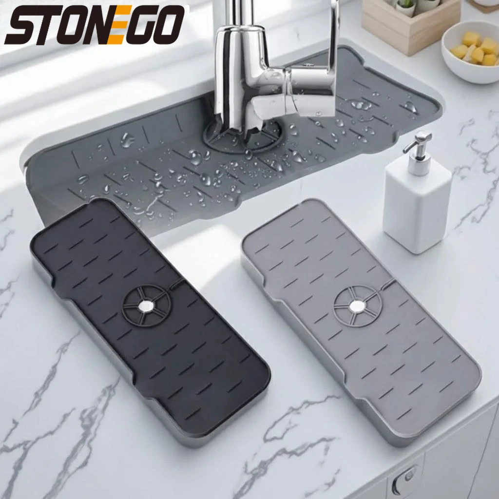 

Silicone Sink Splash Guard Drip Catcher Tray Absorbent Mat for Kitchen Bathroom RV Sink Protector