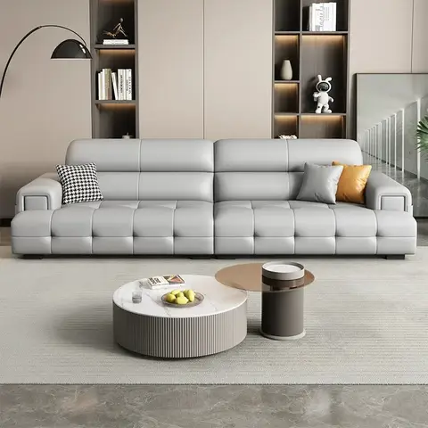 높은 등받이 로렌스 가죽 소파, 1 층 소가죽, 모던 심플 홈 사이즈, 아파트 스트레이트 로우 소파, 신제품