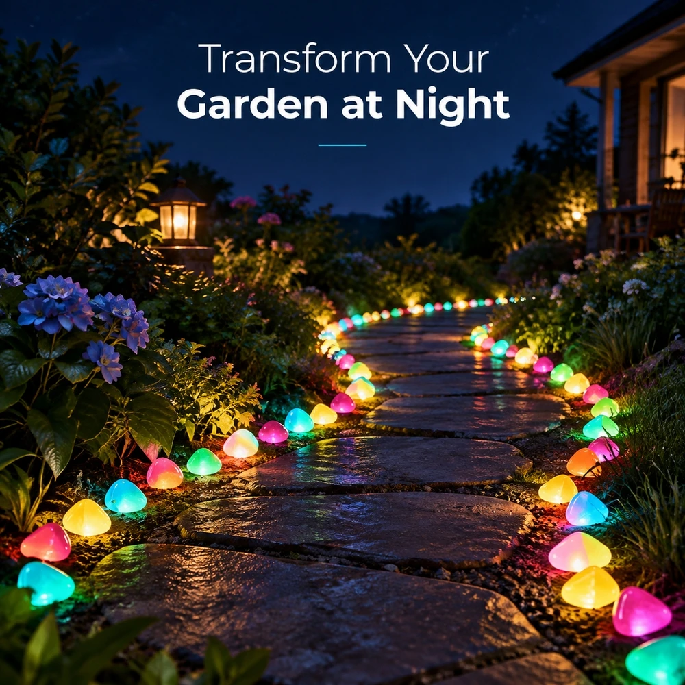 203 Pcs Glow in the Dark Resin Pebbles Random Color Mix Light Activated Luminous Stones for Aquarium Decor
