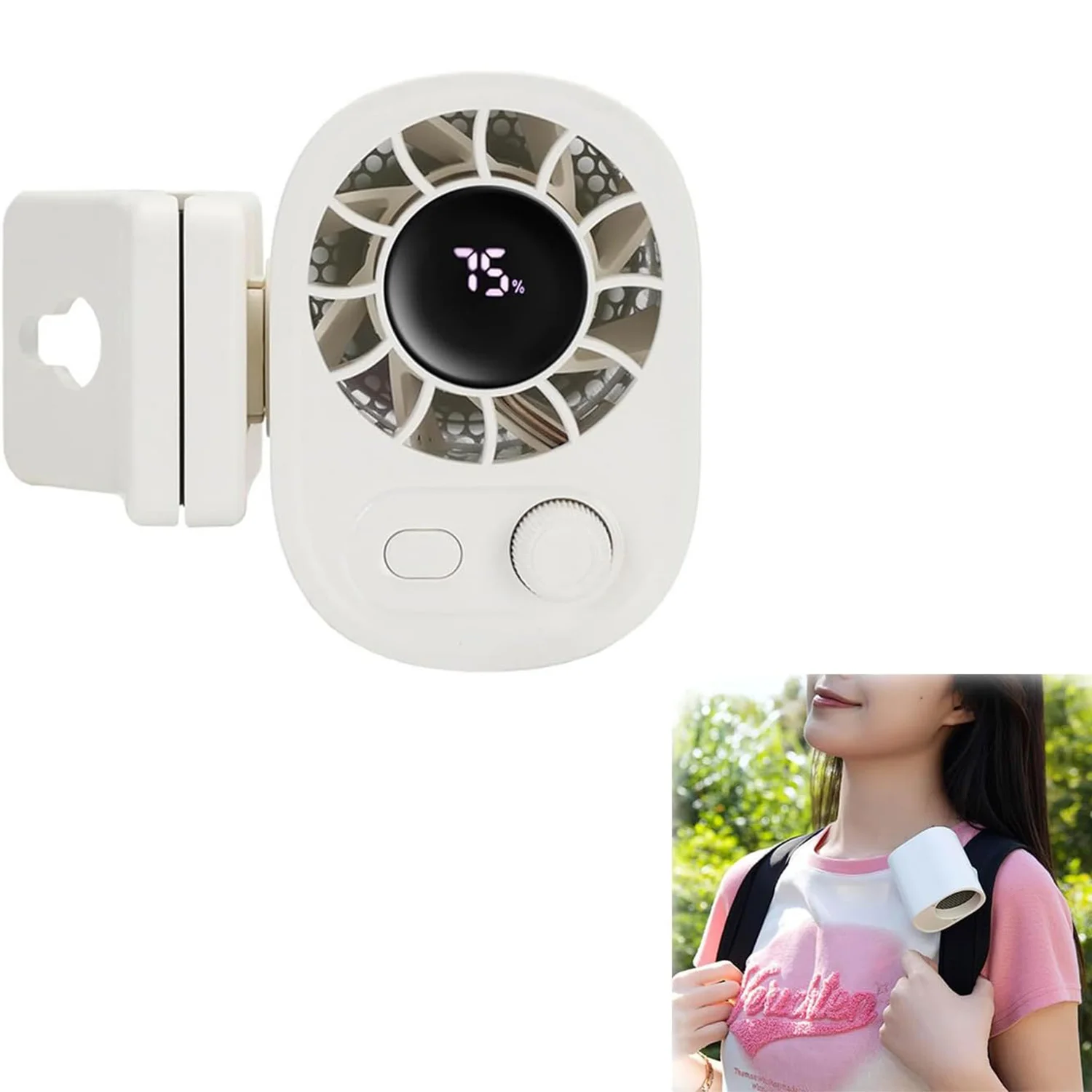 

Hot Clip-On Fan LCD Display, 360° Rotation Outdoor Clip Umbrella Fan Waist Electric Rechargeable USB Fan, Fan Car Cooling fan