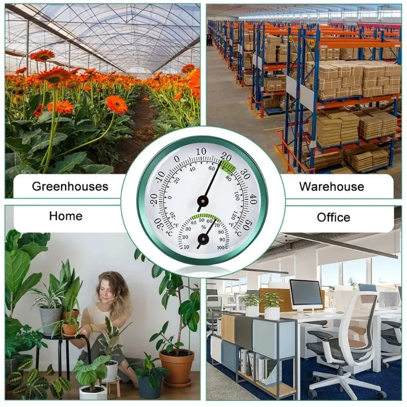 2 In 1 Stainless Steel Thermometer Hygrometer Wall-mounted Auto Measure Thermometer for Home Office Temperature Humidity Meter