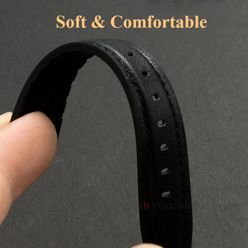 10/12/14/16 мм быстросъемный ремешок для часов из натуральной кожи, мягкий кожаный браслет, силиконовый ремешок, мужской деловой универсальный ремешок для часов