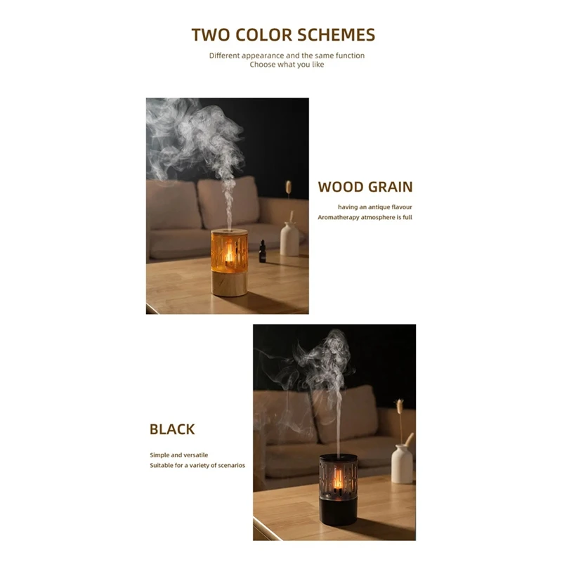 Hot Flame Aromatherapy Machine Small Home Bedroom Silent Candlelight Atmosphere Light Aromatherapy Humidifier Diffuser