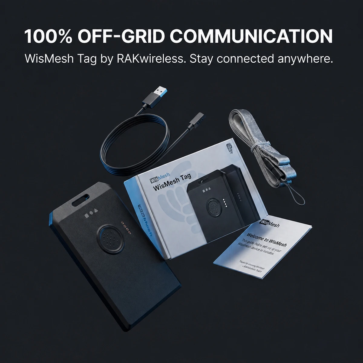 WisMesh Tag Card Tracker 868MHz 915MHz Lora IoT Off-Grid Communication Device for Meshtastic Lora Tracking Outdoor