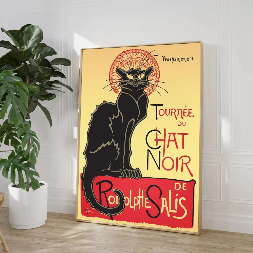 خمر لو تشات نوير القط الأسود 1896 القط الأسود ملهى الحيوان الفن الملصقات حائط لوح رسم يطبع صور لغرفة ديكور المنزل #3