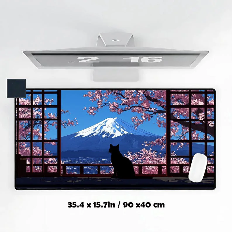 

Mount Fuji and Cat Mouse Pad, Non-slip and Waterproof Mouse Pad, Cute Gaming Desktop Decoration Mat, Perfect Gift for Friends.