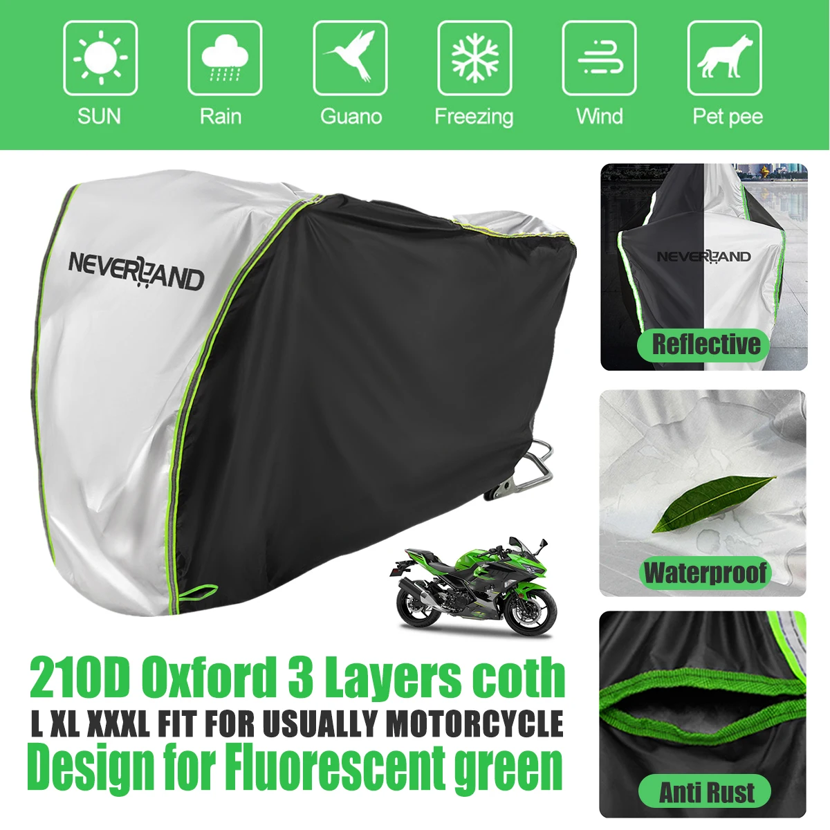 Oxford Motorcycle Cover Waterproof Rain Dust Sun UV Protector Snow Covers Case Dirt Bike Motor Scooter Heavy Duty Outdoor XXXL